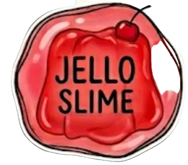 Jello slime label bright red
